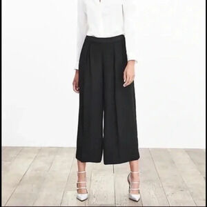 Topshop Wide Leg Pants High Waisted Cropped Pleated Palazzo Black Size 4 NWT